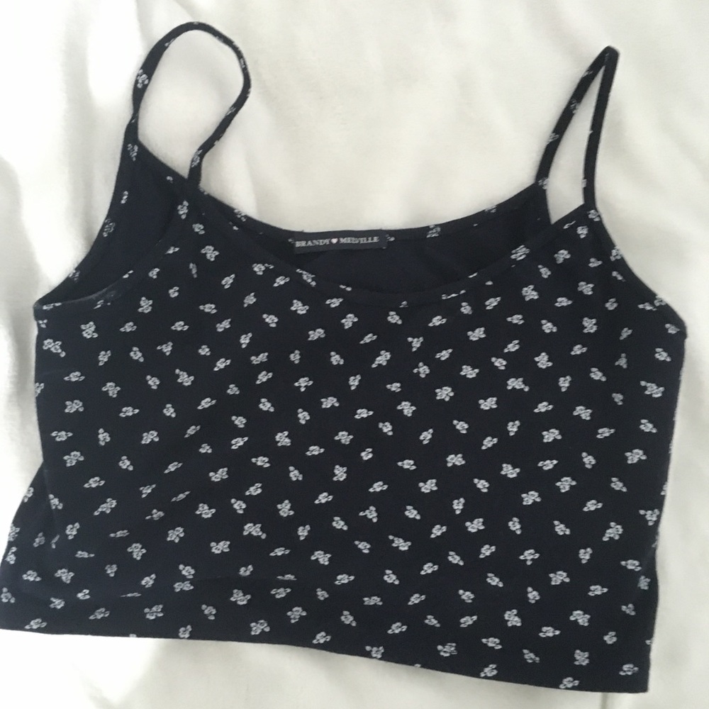 Navy Floral Skylar Tank Brandy Melville